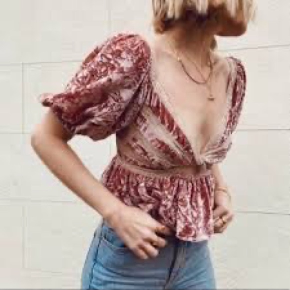NWT Free People-Yours Truly- Crushed Velvet Top M